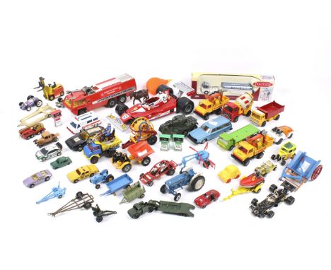 A collection of diecast vehicles. Including a Corgi 406 tipper truck, a Matchbox K-93 1982 Lamp Maintenance, etc, some in the