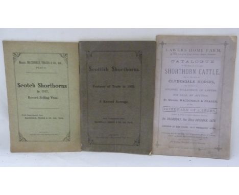 MACDONALD FRASER &amp; CO.&nbsp;Catalogue of Shorthorn Cattle and .. Clydesdale Horses, Col. Williamson of Lawyers. October, 