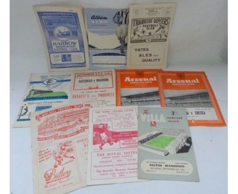 Football Programmes.&nbsp;&nbsp;10 1950's incl. Barrow, Tranmere, Gateshead, Arsenal (x2) &amp; others.&nbsp; (10). 