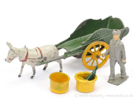 Charbens - comprising: Coster Cart - Yellow Spoked Wheels, Green Body, 2 x Baskets [containing Cucumber], Donkey &amp; Costam