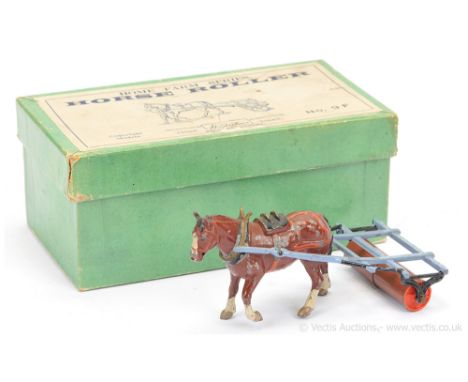 Britains - Set 9F - Horse Roller, [Pre War Version], comprising: Brown Roller with Pale Blue Shafts [Farmhand missing] &amp; 