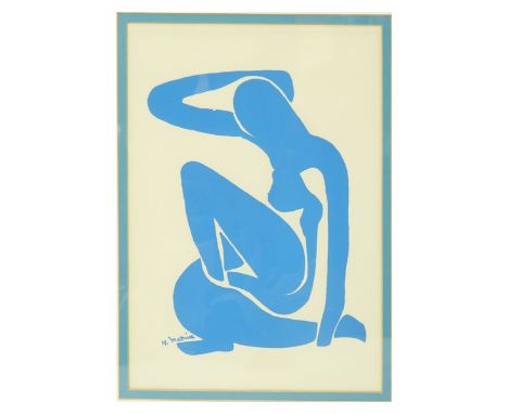 Henri Matisse, French (1869-1954) Vintage Serigraph "Blue Nude #4" , signed in plate. Measures 14" x 10" (sight), frame measu