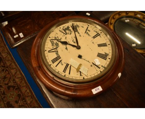 A 19th Century mahogany cased station style clock , face worn