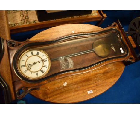 A 19th Century mahogany and walnut cased wall clock having enamelled dial with subsidiary seconds dial