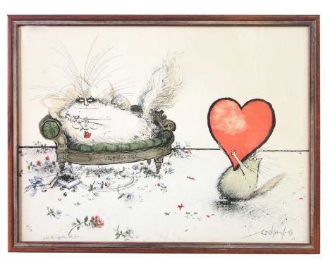 Ronald Searle (1920-2011), 'Darling, this is bigger than both of us', Michel Casse, Paris lithograph (stamped), numbered 67/9