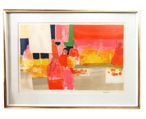 Bernard Cathelin (French, 1919-2004), "Grande Marché Mexicain", 1965, lithograph in colours, edition of 125 signed in pencil 