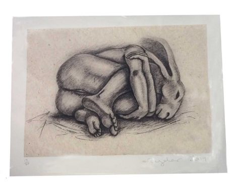 Sophie Ryder (British, b.1963), 'Curled Up', etching and Chine Colle, limited edition, numbered 17/70 and signed in pencil, 5