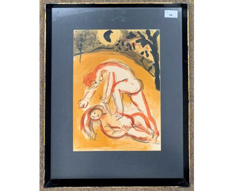 Marc Chagall (1887-1985), 'Cain and Abel', lithograph, 35x25cm, printed circa 1960 as part of the series "Dessins Pour la Bib