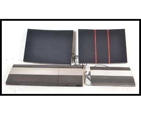 A Bang and Olufsen music hifi system, consisting of a Beocenter 2200 Record Deck and Cassette along with a Beogram CDX2 CD pl