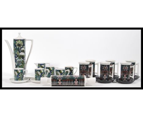 Susan William Ellis - Portmeirion - A vintage 1960's studio art coffee service in the Magic Garden pattern consisting of a ta