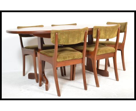 A&nbsp; retro 20th Century G-Plan Fresco range extendable teak wood dining table together with a set of five vintage retro 20