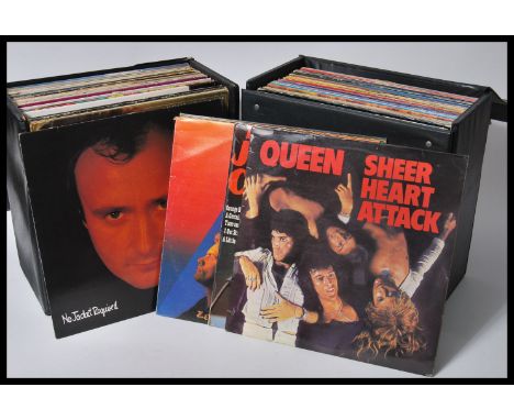 A collection of long play LP vinyl records featuring various artists to include Elton John, Neil Diamond, Ultravox, Cockney R