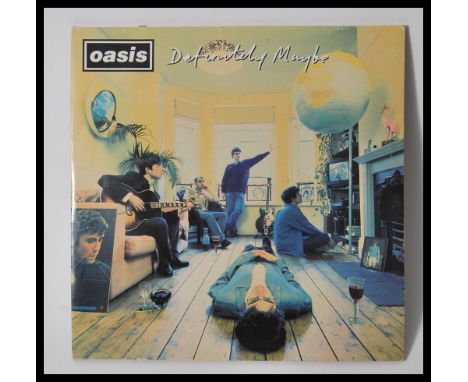 Vinyl long play LP record Oasis Definitely Maybe 1st Press 1994 CRELP169, double 12 song album in gate-fold sleeve. Vinyl ex 