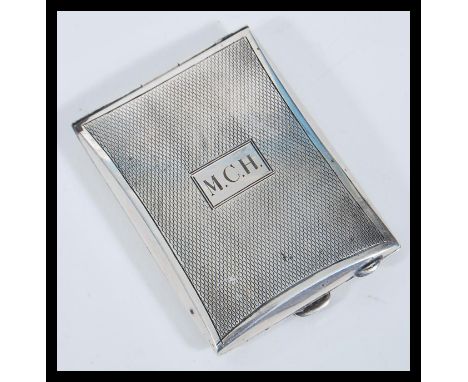 An early 20th Century hallmarked silver 1930's Art Deco vesta match case having engine turned decoration. Makers&nbsp;G W Lew