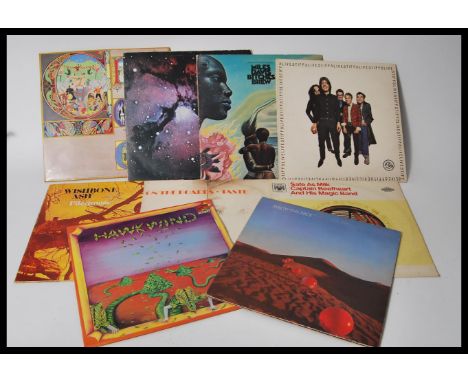 A collection of vinyl long play LP record albums to include Wishbone Ash Pilgrimage, Tarte On The Boards,&nbsp; Captain Beefh