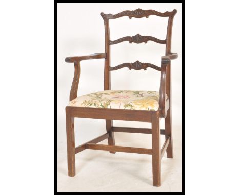 A late 19th Century Victorian Chippendale Revival mahogany childs childrens carver armchair ( dining chair&nbsp; )&nbsp; rais