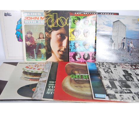 A collection of vinyl long play LP records to include the Rolling Stones x 6 LP's, The Who, John Mayall, Led Zeppelin and The