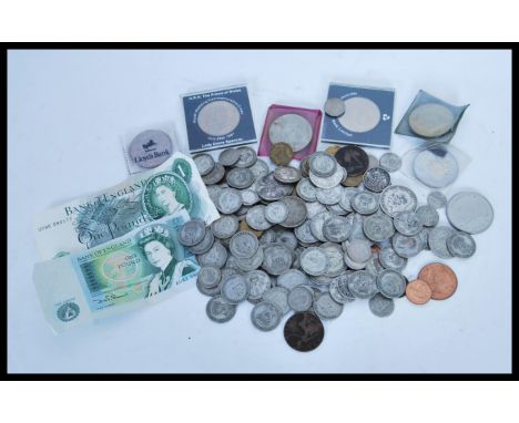A good collection of pre-decimal coins dating from the 19th Century to include Victorian silver examples, approx £5 in total 