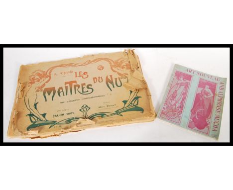 A collection of early 20th Century french Art Nouveau lithograph prints after A. Vignola including 'the Blue Butterfly', 'Vel