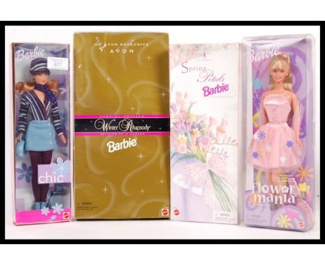 A collection of 4x 1990's Mattel made Barbie dolls. Comprising: Avon Special Edition ' Spring Petals ' 16746, ' Flower Mania 