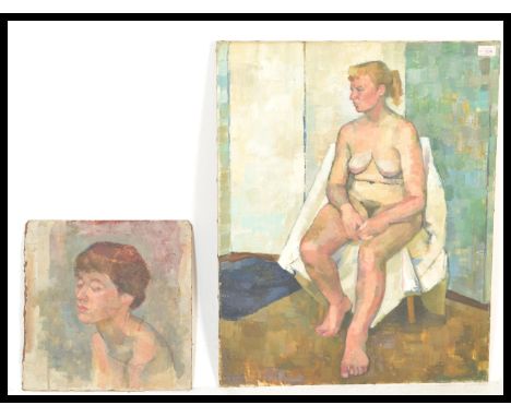 D. M. Weighill (20th Century, wife of acclaimed book binding artist Philip Smith) - An oil on canvas painting depicting a nud