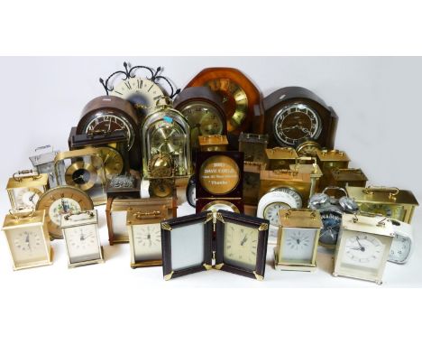 A collection of mid 20th century and later clocks, to include anniversary, lantern and alarm clocks with manual and quartz mo