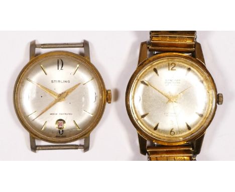 An Allaine 25 jewel automatic date gentleman's wristwatch, and a Stirling manual wind date gentleman's wristwatch, both worki