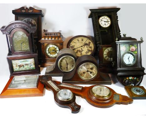 A collection of mid 20th century and later mantel clocks, together with Vienna style wall clocks, having manual wind and quar