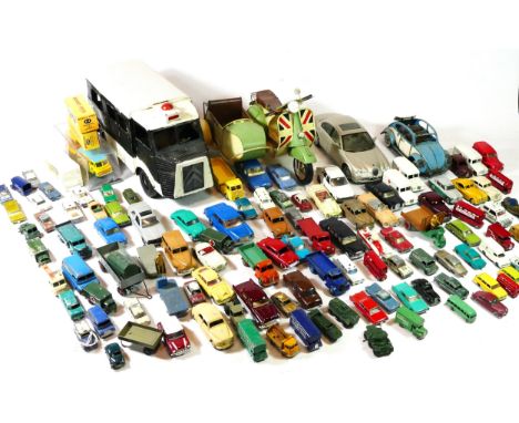 A large collection of playworn diecast models, makers to include - Corgi, Dinky, and Matchbox, together with tinplate model c