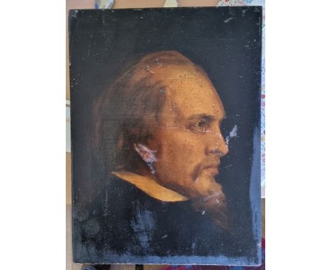 English school, early 19th century, Sir William Harvey portrait, unsigned, oil on canvas laid onto board, label verso " Portr