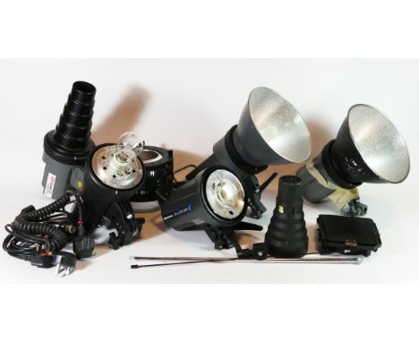 Five photography studio lights, to include a Elinchrom D-Lite Rx4, Calumet Genesis 200, a Interfit EXD 200, Interfit EX300 an