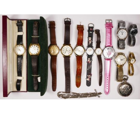 Rotary, a gilt metal manual wind 17 jewel Incabloc gentleman's wristwatch, a Limit gilt metal automatic date gentleman's wris