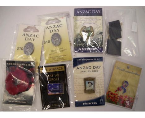 Set of 3 Australian Army chaplain's badges (hat and 2x collar) together with 7 ANZAC day and Remembrance day badges (10)