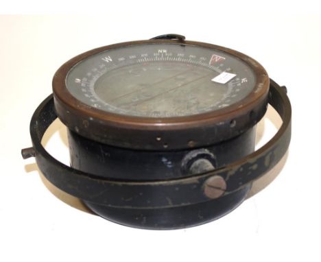 Vintage Seibel naval gimble compass brass and steel cased naval compass, marked 'Type T1A,' and # 2427, (diameter 16.5cm appr