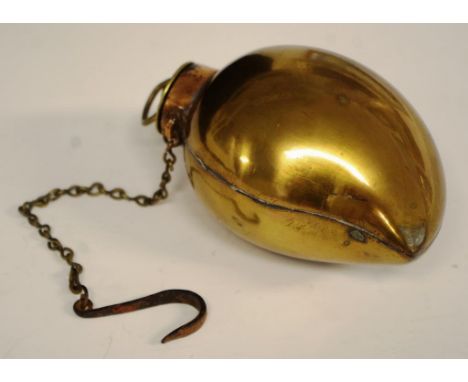 Antique brass black powder flask