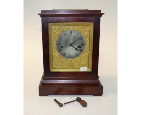 Antique Kilpatrick &amp; Co London bracket clock wood cased mantel clock, marked to dial for Kilpatrick &amp; Co, London, cas