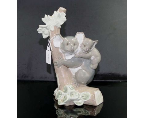 Lladro koala &amp; young ceramic figure marked to base, (height 21cm approx).