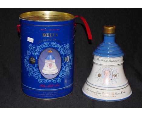 Bottle Royal Decanter Bell's old Scotch whisky commemorative ceramic 1990 Royal Decanter, for 90th birthday of the late Queen