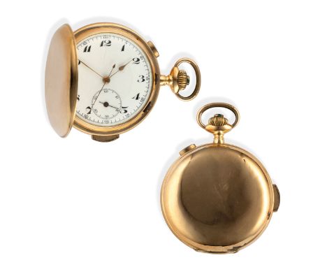 cassa savonette in oro giallo diametro 52 mm, punzone 18K, quadrante in smalto bianco con numeri arabi, lancette in oro a per