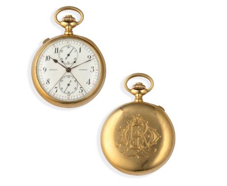 cassa in oro giallo diametro 49 mm, punzone 18K, firmata Benedict Brother NY, fondello con monogramma RID, quadrante in smalt