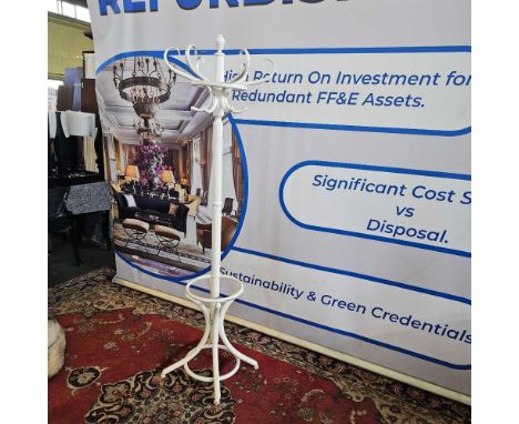 White painted wooden 6 arm coat/umbrella stand 180 cm