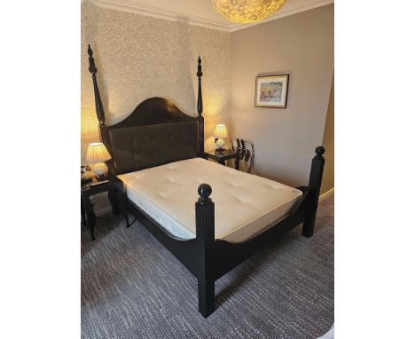 { Option of lots:  18, 18a } King Size Bed Comprising Of Kingston Four Poster Bed Frame Finished In Polished Ebony Black The 