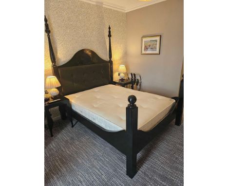 { Option of lots:  18, 18a } King Size Bed Comprising Of Kingston Four Poster Bed Frame Finished In Polished Ebony Black The 