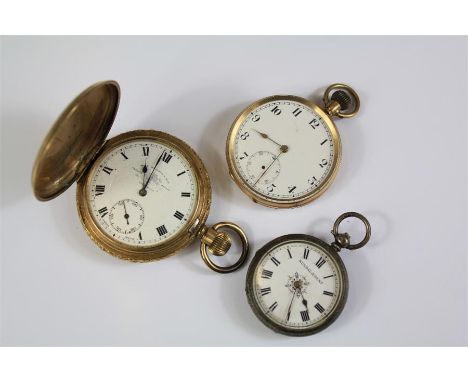 Miscellaneous Pocket Watches. This lot includes a gentleman's 9ct open face pocket watch, the watch having a white enamel fac