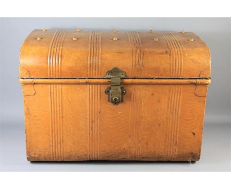 A Large Metal Travelling Trunk. The trunk has metal handles to sides, approx 77 x 51 x 53 cms.&nbsp;