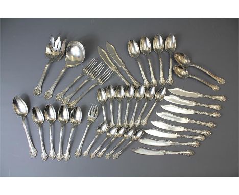 A Part 'Sterling' Silver Julius C Walk &amp; Son Indianapolis Cutlery Set (1893-1911). This lot includes ten fish knives, thr