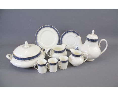 A Part Royal Doulton 'Sherbrooke' Dinner Service. The set comprising teapot, milk jug, cream jug, nine coffee cups, ten sauce