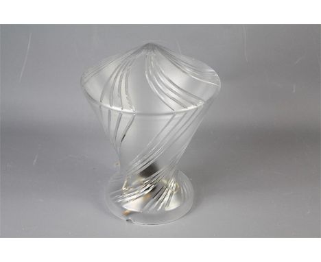 An Art Deco Cut and Frosted Table Lamp. The table lamp of conical form with internal light fitting, approx 25 cms h.