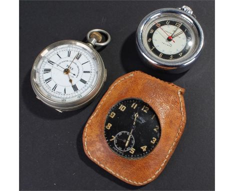 Three pocket watches, to incldue a Services black face example, a Tell chronograph and an Ingersol, (3)