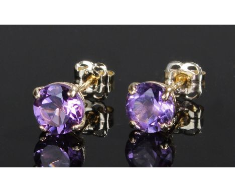 9 carat gold amethyst set earrings